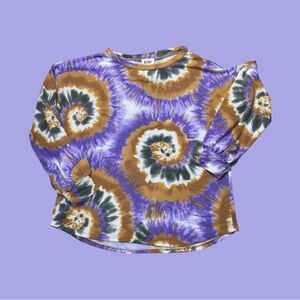 Bibi Purple, Green and Gold Tie-Dye Top (Mardi Gras)